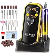 Moskany Professional Electric Nail Drill Kit 45000RPM with Bits and Base Yellow Portable Recharge...