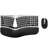 Ergonomic Wireless Keyboard Mouse Combo, EDJO Bluetooth/2.4G Dual Channel, Split Design, Soft Foa...