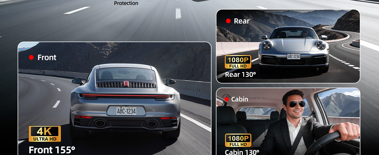 3 Channel Dash Cam Front and Rear