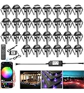 Sumaote WiFi Deck Lights Kit, 20pcs F1.38 RGB Half Moon Low Voltage Recessed Deck Lights Smartpho...