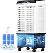 Air Choice Swamp Cooler, 1800 CFM Evaporative Air Cooler with 5.3 Gal Water Tank, 110° Swing, 3 S...