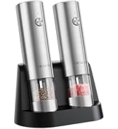 CIRCLE JOY Electric Salt and Pepper Grinder Set Stainless Steel Spice Grinder Automatic Pepper Mi...