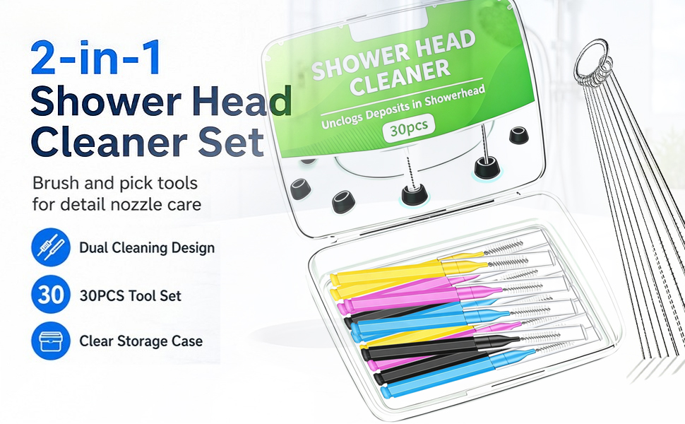 Shower Head Cleaner Tool Set, Multi-Size Shower Head Cleaner Picks for Unclogging Small Nozzles
