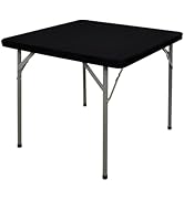 Nacuci Square Elastic Fitted Tablecloth, Windproof Polyester Table Cover, Scratch Resistant and W...