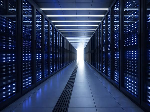 Modern IT room / server room interior with a 37U server rack as the main focus