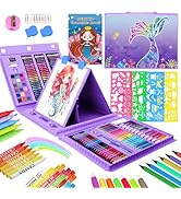 homicozy Art Supplies for Kids Ages 4-12,Mermaid Drawing Sets Art Case,Coloring Kits with Double ...