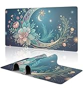 Starry Night Sky Extended Large Gaming Mouse Pad Crescent and Flower XXL Mousepad Desk Pad Mat fo...