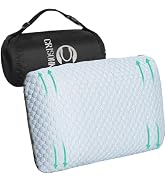 Crisonky Travel and Camping Pillow- Compressible Medium Firm Memory Foam Pillow with Carry Bag fo...