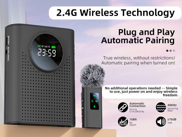 Voice Amplifier Wireless Microphone for Teachers Classroom
