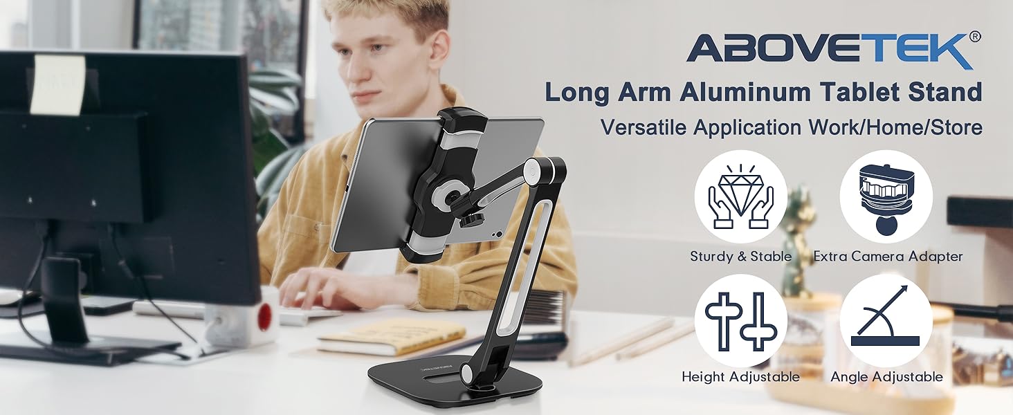 Long Arm Aluminum Tablet Stand