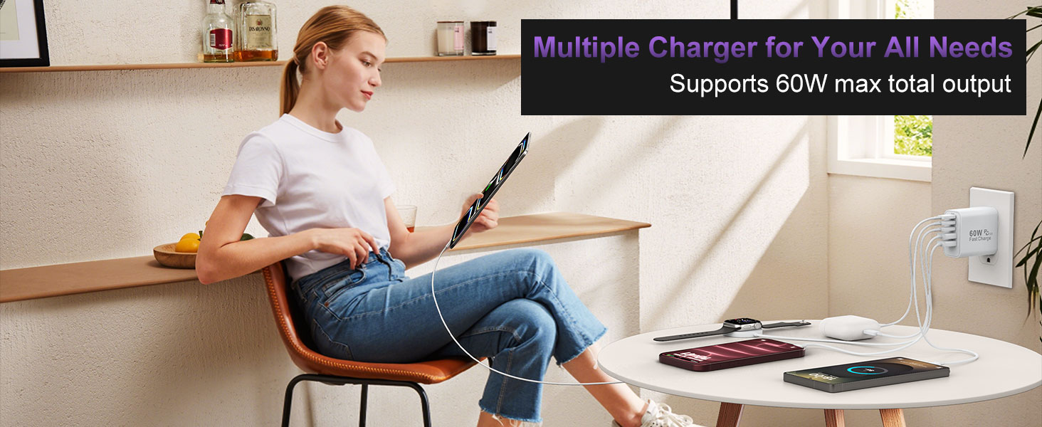 usb c wall fast charger block cube plug power adapter type c charging brick multiple phone box