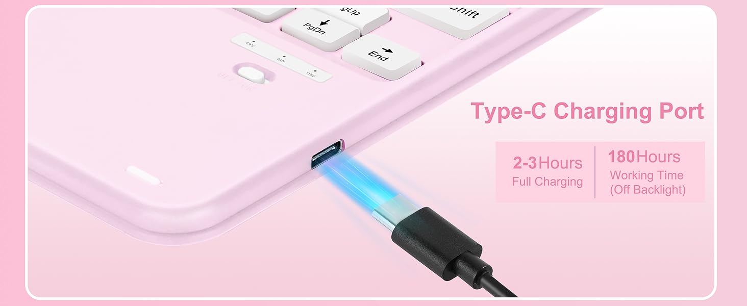 iPad 10.2/10.5 Rotating Keyboard Case - Pink-4