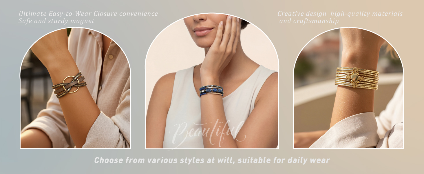 Leather Wrap Bracelet for Women