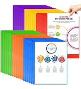 Officygnet 30 Packs 2 Pocket Folders with 3 Prongs Fastener, Heavy Duty Plastic Folder with Clear...