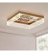 Qcyuui LED Ceiling Light Flush Mount 11.81in 20W Square LED Ceiling Lamp with Clear Bubble Acryli...