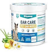 Woyamay Ear Wipes for Pet, 200PCS Pet Ear Cleaning Wipes Wash Cleaner for Dogs Cats - Ear Wipes f...