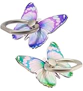 2 Pcs Butterfly Cell Phone Ring Stand Holder, Cute Butterfly Design Finger 360° Rotating Metal Ha...