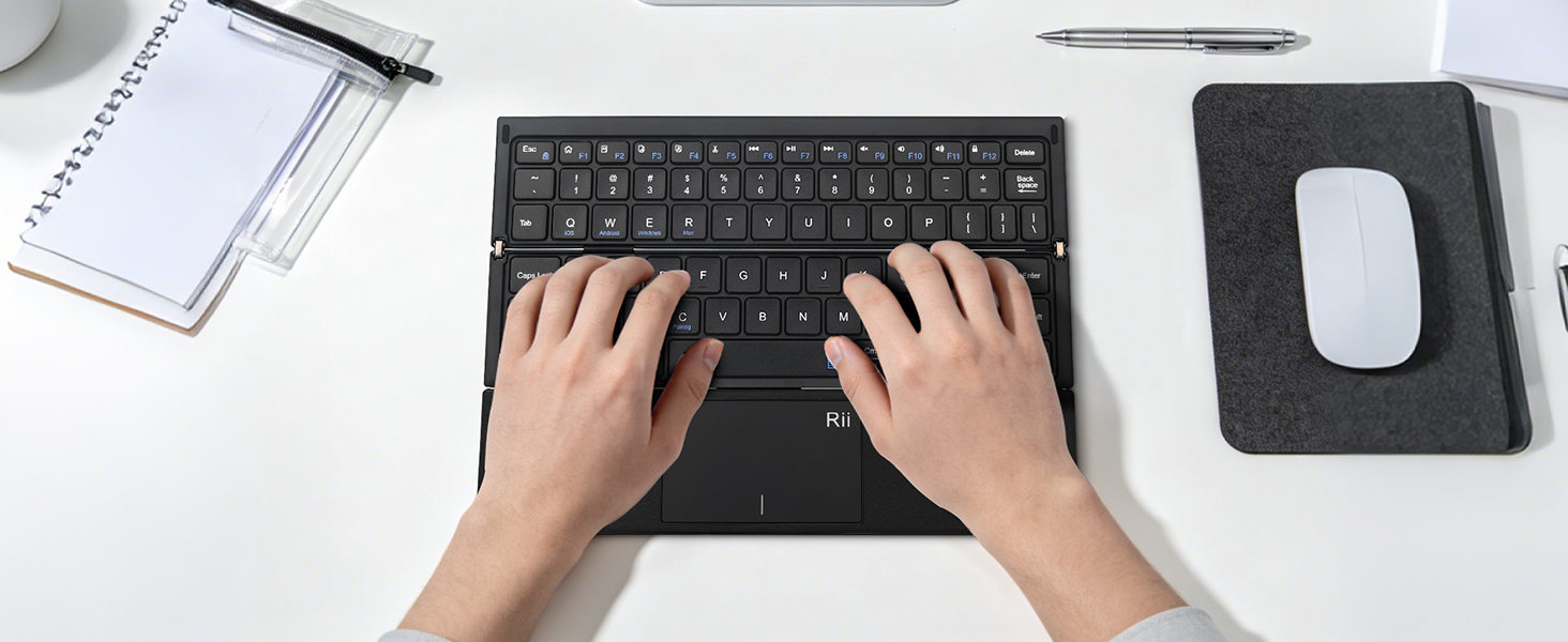 Travel Friendly Portable Full-Size Foldable Bluetooth Keyboard