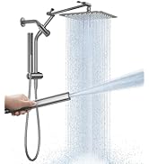 Veken All Metal 10" Gunmetal Gray Shower Head with Handheld, Luxurious Square Double Rain Shower ...