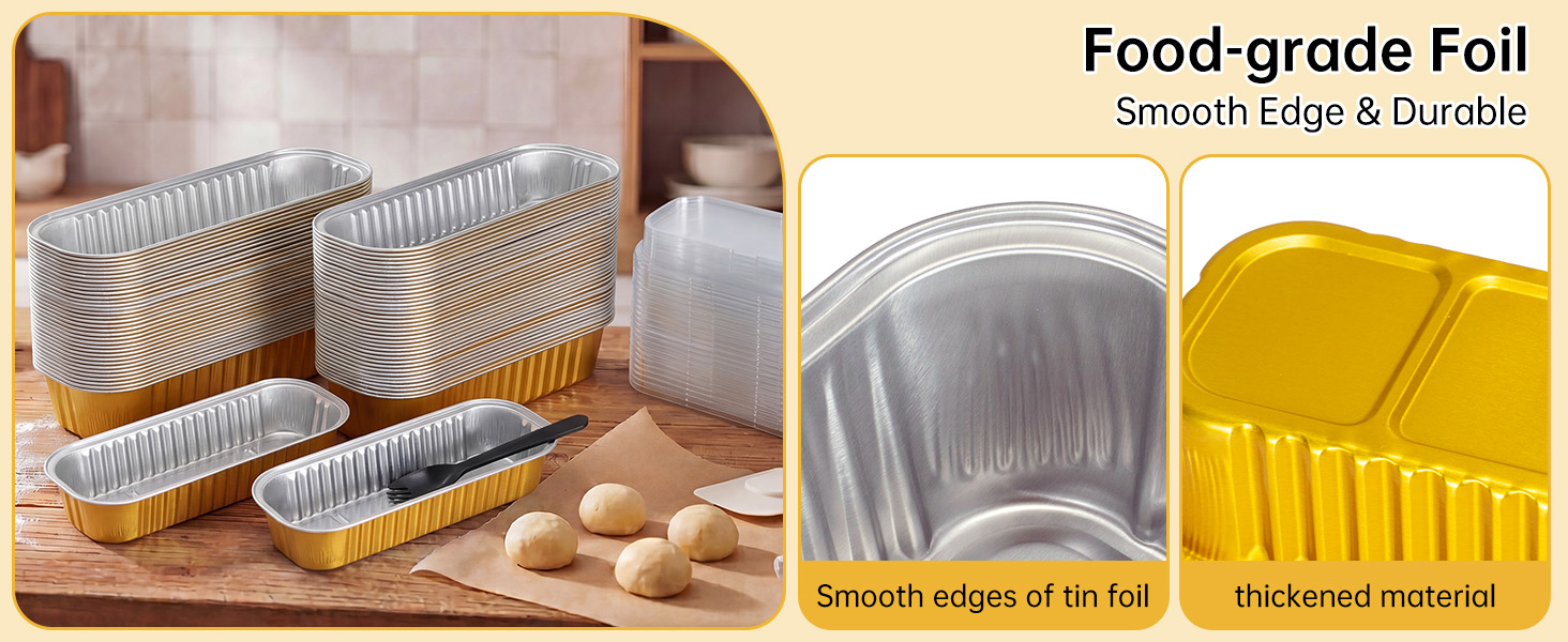 Mini Loaf Cake Pan with Lids and Spoons Disposable Aluminum Tin Foil Pans