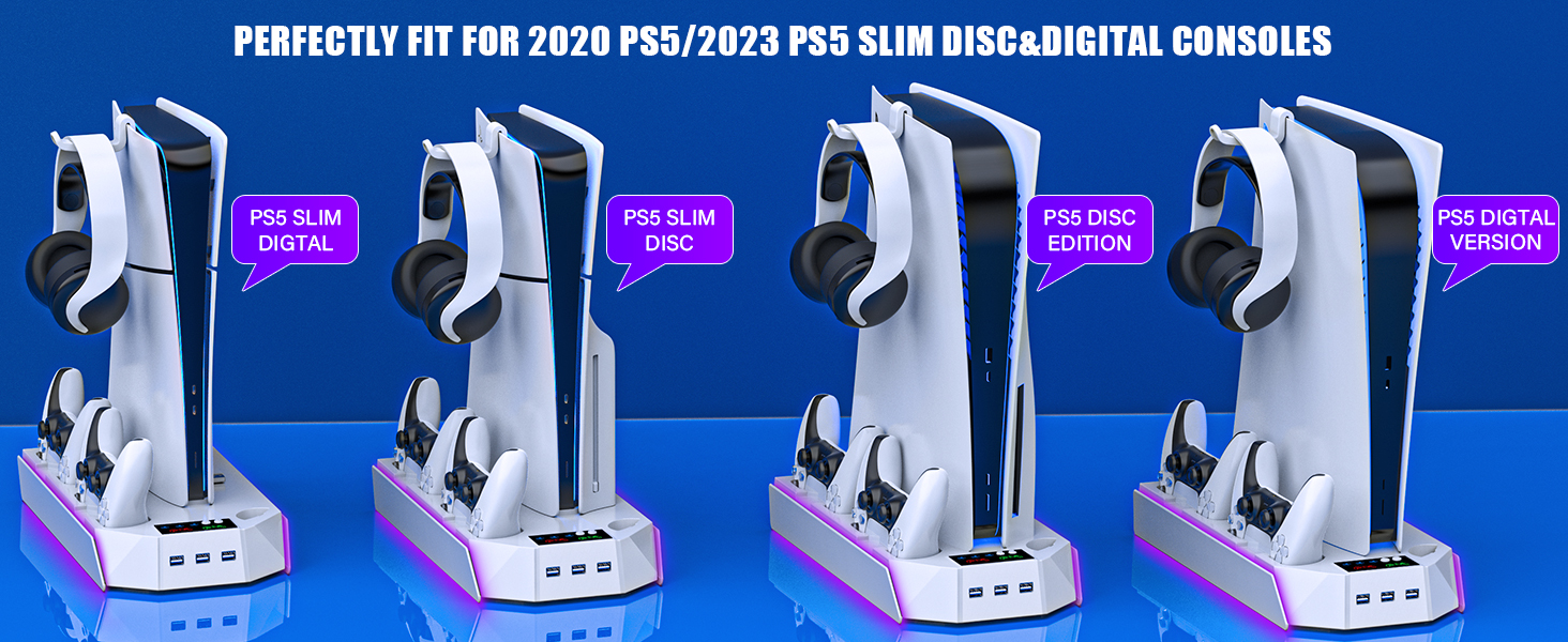 ps5 cooler stand and controller charging station for PS5 slim