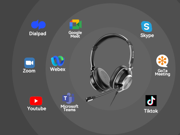 computer headphones, headphones for laptop, usb headset with microphone for pc, computer headset