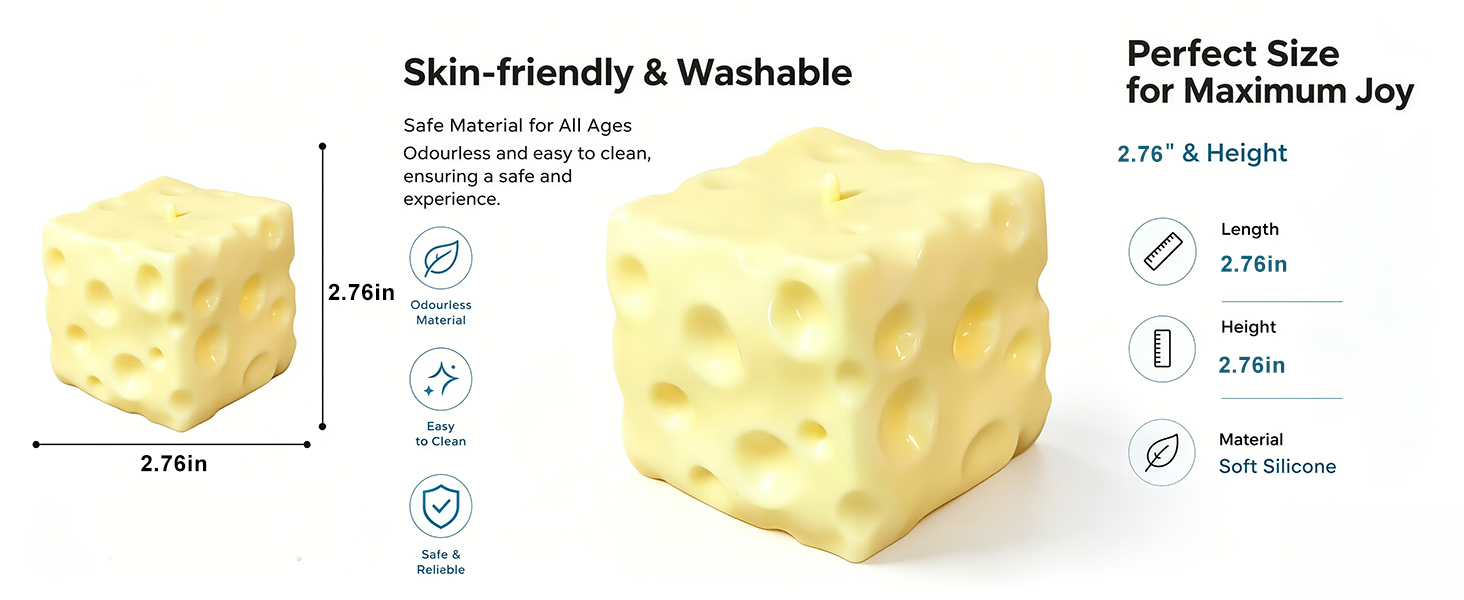 Cheese-Shaped Coconut Oil Stress Squishy Ball-Soft Jelly with a Bubblegum Texture,Slow-Rising Fidget