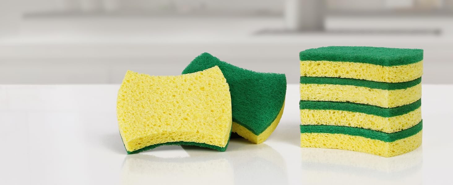 MR.SIGA green scrub pads for cleaning, yellow sponges,washable dish sponges