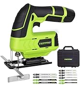 FASTPRO 12V Cordless Jig Saw Kit, Electric Jigsaw with 10pcs Blades &amp; Edge Guide, Included 1.5 Ah...