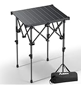 Anbte 2ft Square Roll Top Camping Table, 2 Height Max 27.5” Small Camping Side Table with Storage...