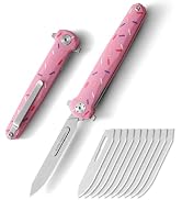 Mini Slim Folding Scalpel,Scalpel Pocket Knife with 10pcs #60 Replaceable Razor Blades,G10 Handle...