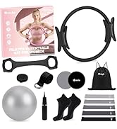 Hoedia 17 PCS Pilates Kit for Women, Pilates Equipment Ring and Ball Set with Resistance Bands, Y...