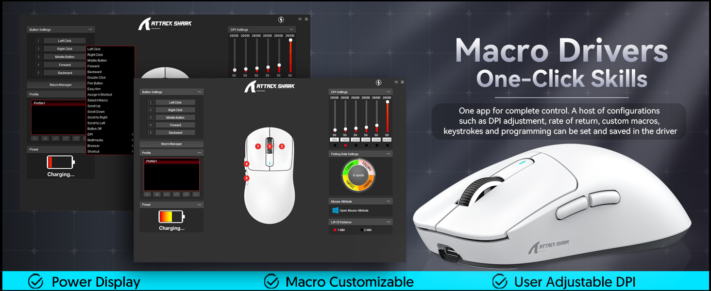 Ultra-Lightweight Ergonomic Computer Wireless Gaming Mouse 4K/8K Triple Modes for PC/Laptop/Mac