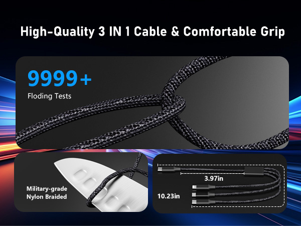 Power Bank with High-Quality 3 IN 1 Cable &amp;amp; Comfortable Grip