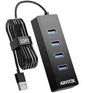 Arvitek 10Ft 4-Port USB 3.0 Hub for Desktop, USB Extender Hub 5Gbps, USB Multiport Adapter, USB S...