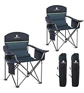 LET'S CAMP Oversized Folding Camping Chair Portable Outdoor Heavy Duty Padded Chairs Lawn Chair w...