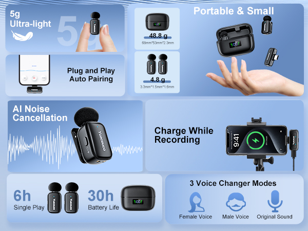 Mini Wireless Lavalier Microphone for iPhone