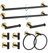 TQKAG Black and Gold Bathroom Hardware Accessories Set 10-Pieces, Premium SUS304 Stainless Steel ...