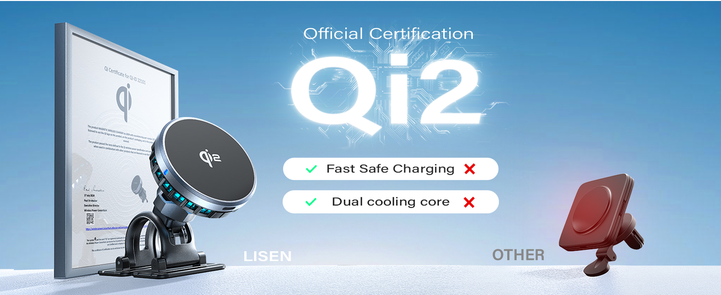 Qi2 15W MagSafe Car Mount Charger iPhone 16 15 Pro Max Wireless Car Charger