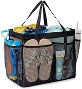 F-color Mesh Beach Bag Tote, Stand Up Beach Bag with Zipper Pocket, Foldable Tote Bag for Pool, T...