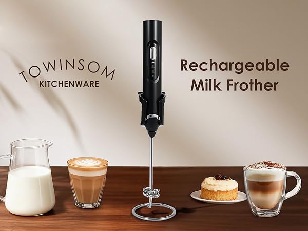 ToWinSom milk frother black