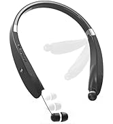 MOCANIO Bluetooth Neckband Headphones, Wireless Foldable Earbuds with Retractable Earbud Cords, 1...