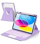 TaIYanG Touchpad for iPad A16 11th/10th Generation Case with Keyboard, 7 Color Backlit 360 Rotati...