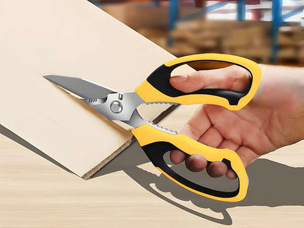 Sharp utility heavy duty scissors blades efficiently cut through cardboard,and more