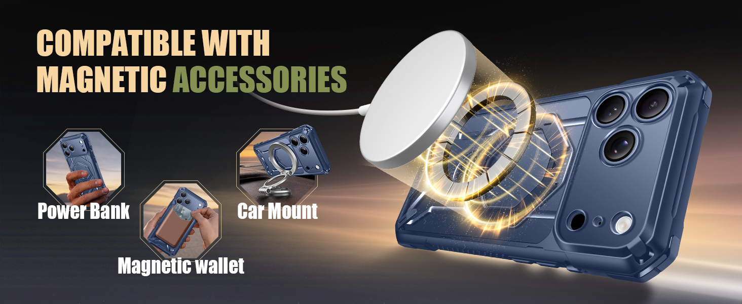 compatible with magnetic power bank, magnetic wallet, car mount, wireless charger