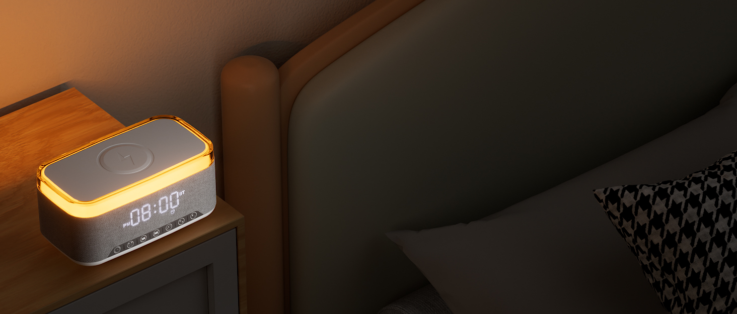 Wireless Charging Alarm Clock Speaker