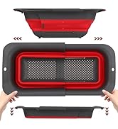 ROTTOGOON 7Qt Collapsible Colander Strainer, Expandable Over the Sink Colander, Adjustable Silico...