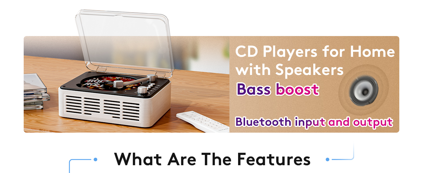 Retro CD player with speakers for home