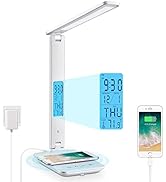 LAOPAO Desk Lamp, LED Desk Lamp with Wireless Charger, USB Charging Port, Adjustable Foldable ?Ta...