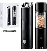 GATGOODS Gravity Electric Salt and Pepper Grinder Set, Adjustable Coarseness, Warm LED Light, One...